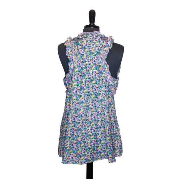 BCBGMaxAzaria Floral Ruffle Sleeveless Top Romantic Fairy Cottage Twee - Picture 3 of 5